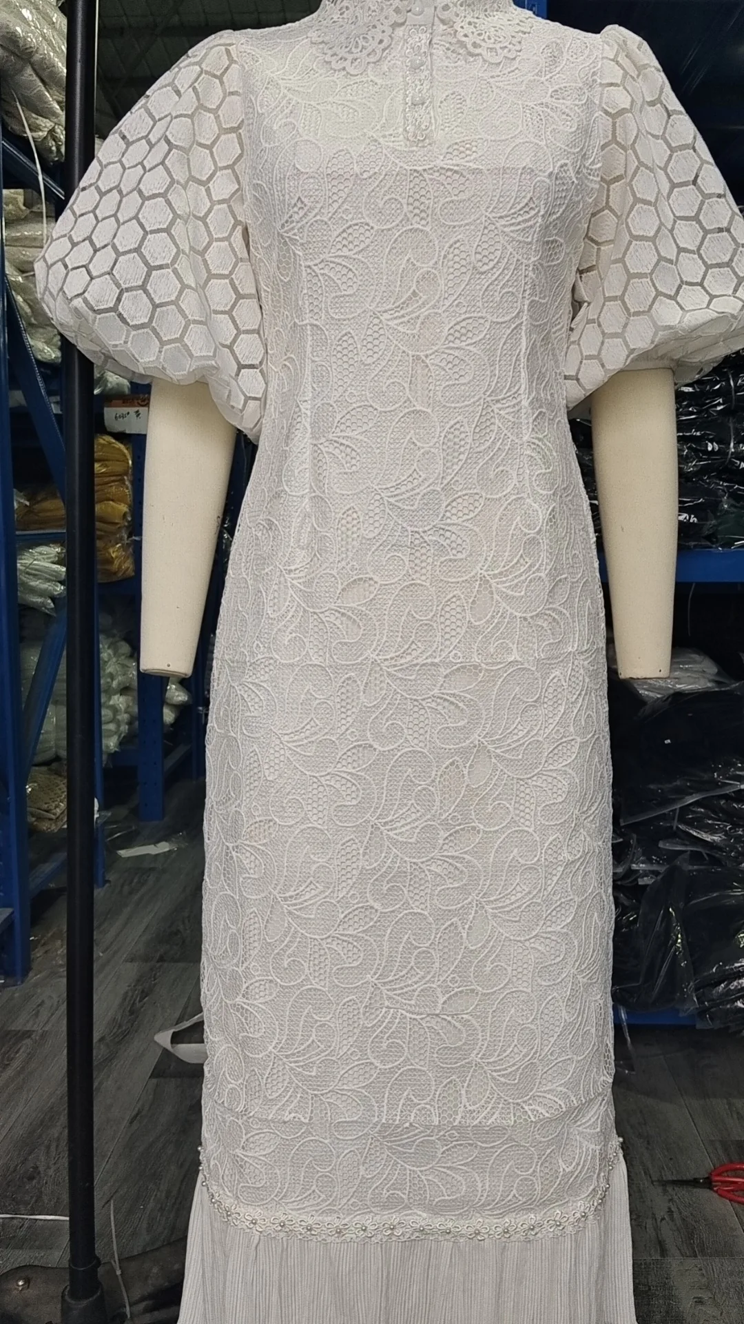

Women White Dress Long Dresses Shirt Embroidery Wedding Puff Sleeve A Line Elegant Splice Casual Y2k Streetwear Party Vestidos