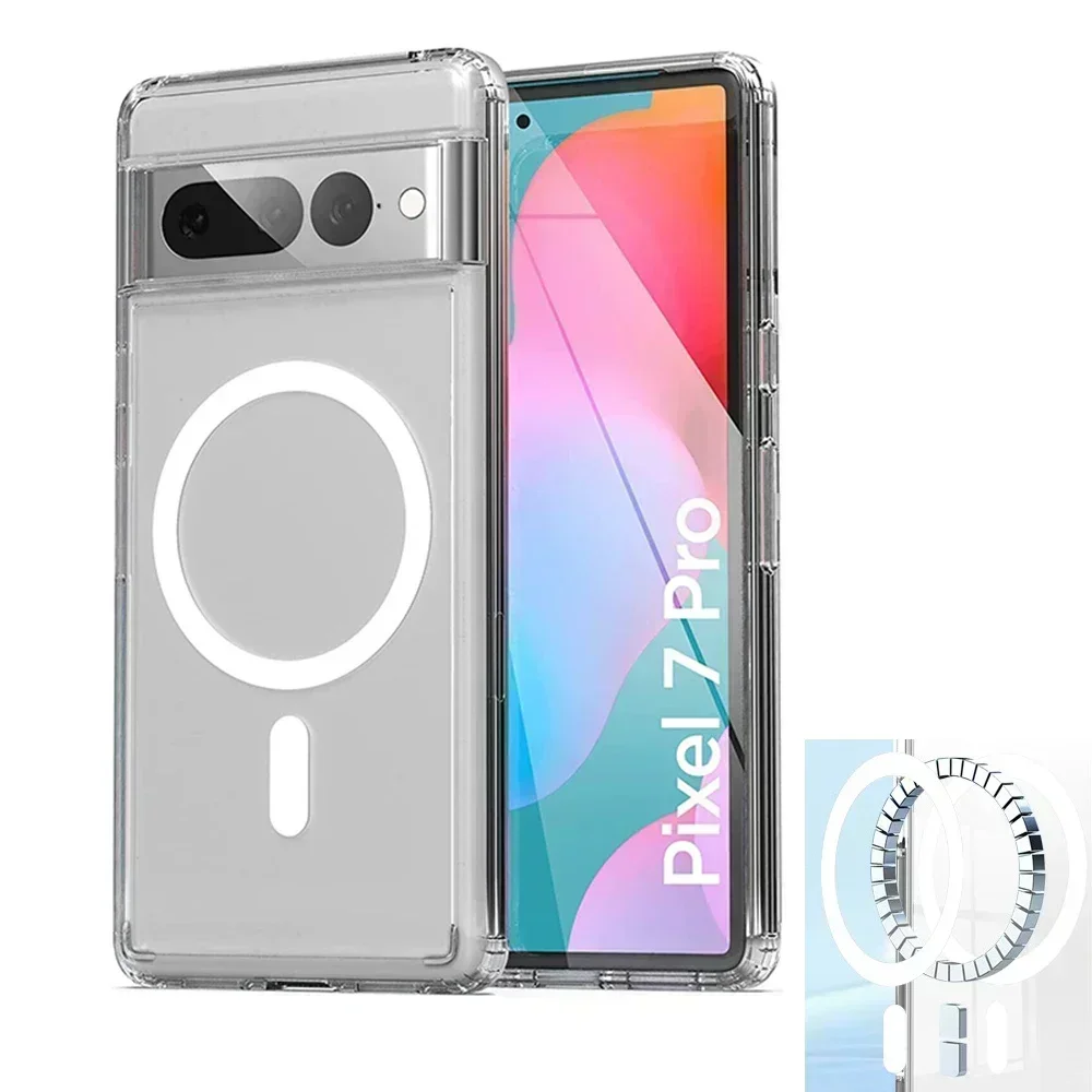 

Transparent Phone Case For Google Pixel 6 Pro 6a Clear Shockproof Magnetic case For Google Pixel 8 7 Pro 7A Pixel 7 Magsafe Case