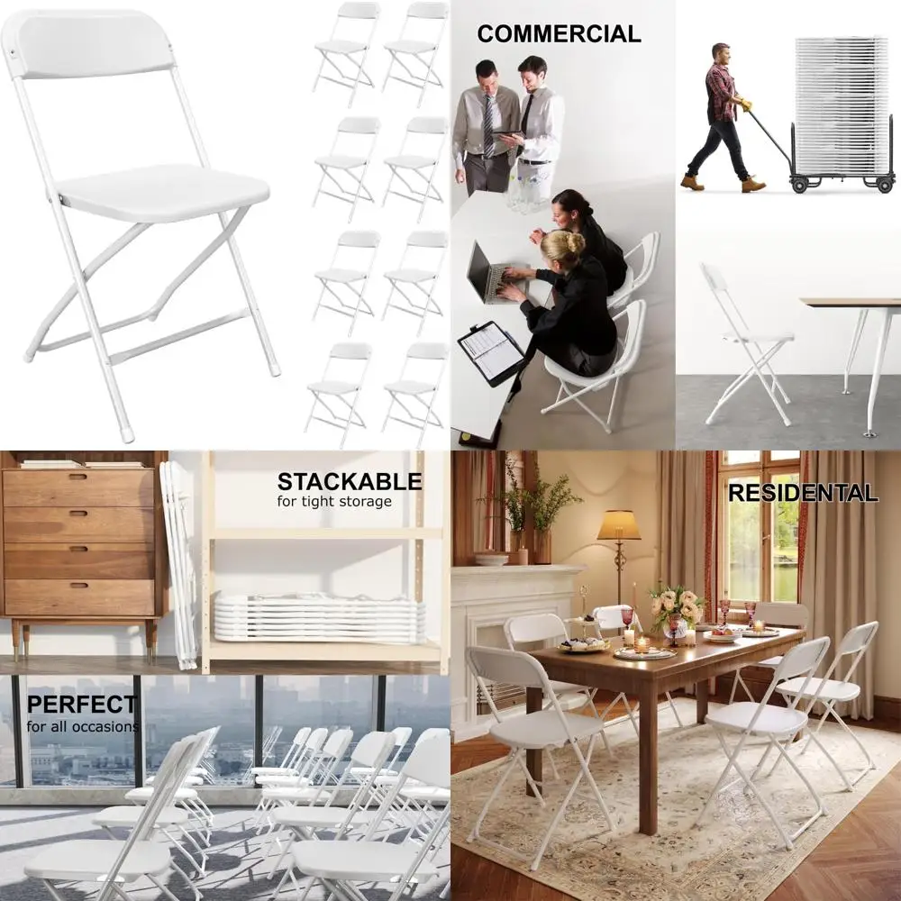 

Portable White Plastic Stackable Folding Chairs with Steel Frame for Office and Party Use
