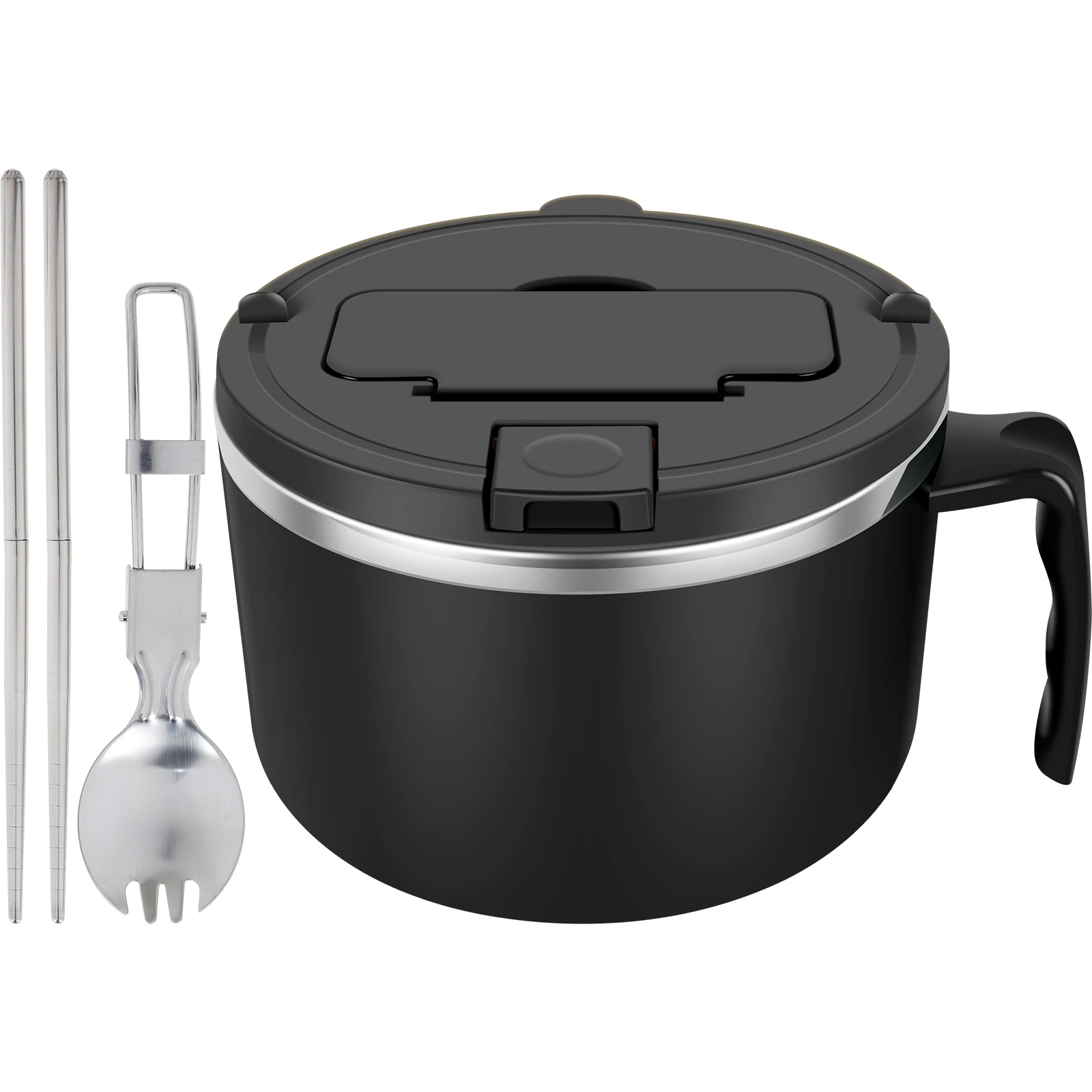 Bol Ramen avec couvercle filtrable 1200ml, bol à nouilles Ramen micro-ondes avec cuillère baguettes,