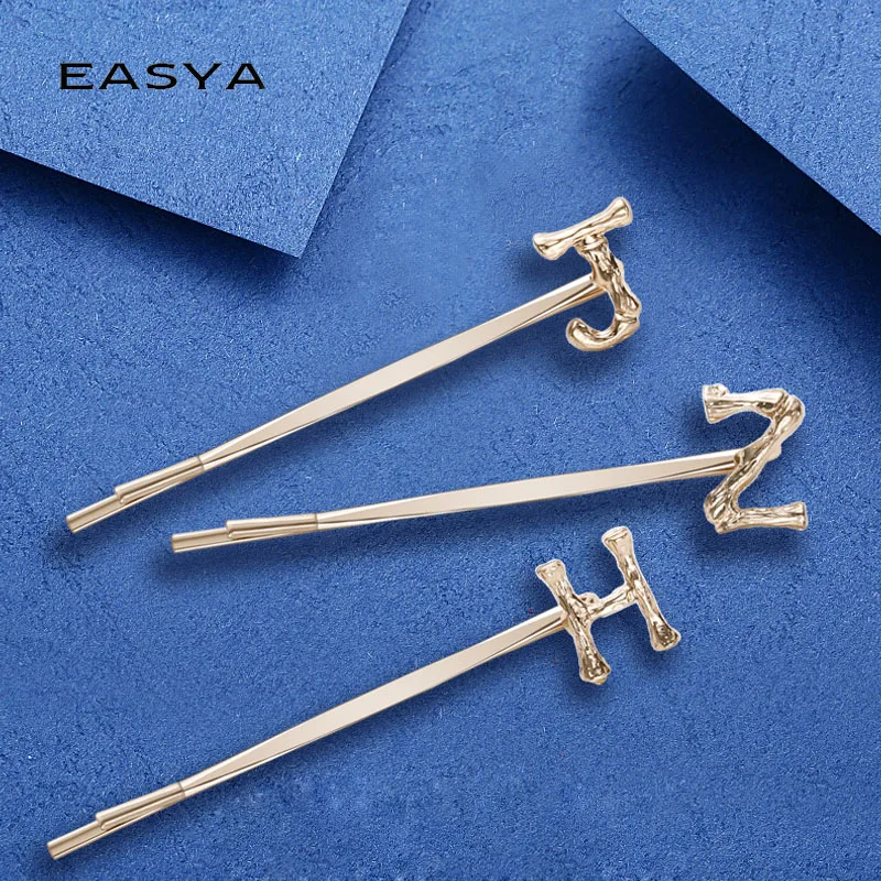 EASYA 1pcs Hairpins Metal Word Letters Hair Clips Wedding Hair Clips Accessories For Women 2022