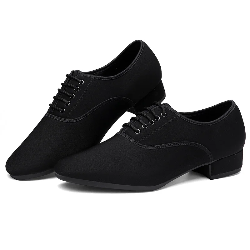 Men Modern Dance Shoes Boys Canvas Latin/Tango/Ballroom Shoes Rubber/Soft Sole Low Heels Man Dancing Shoes Black Professional