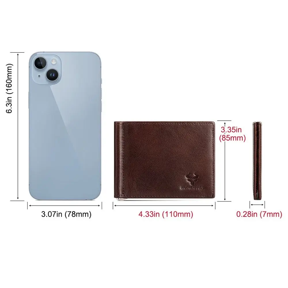 Durable Genuine Leather Men Wallet Ultra-thin Waterproof Card Holder High Quality Protector Sleeve for ID Credit Card