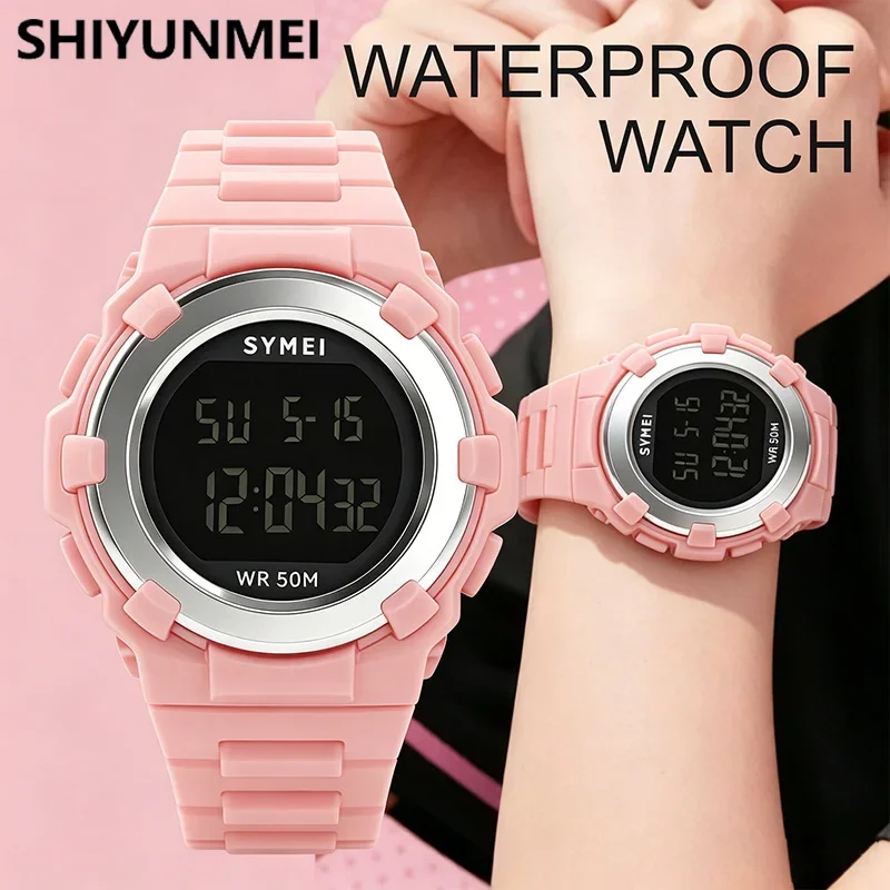 SHIYUNME New Woman Sports Digital Watches High Quality 5Bar Waterproof LED Luminous Stopwatch Multifunction Student Ladies Watch