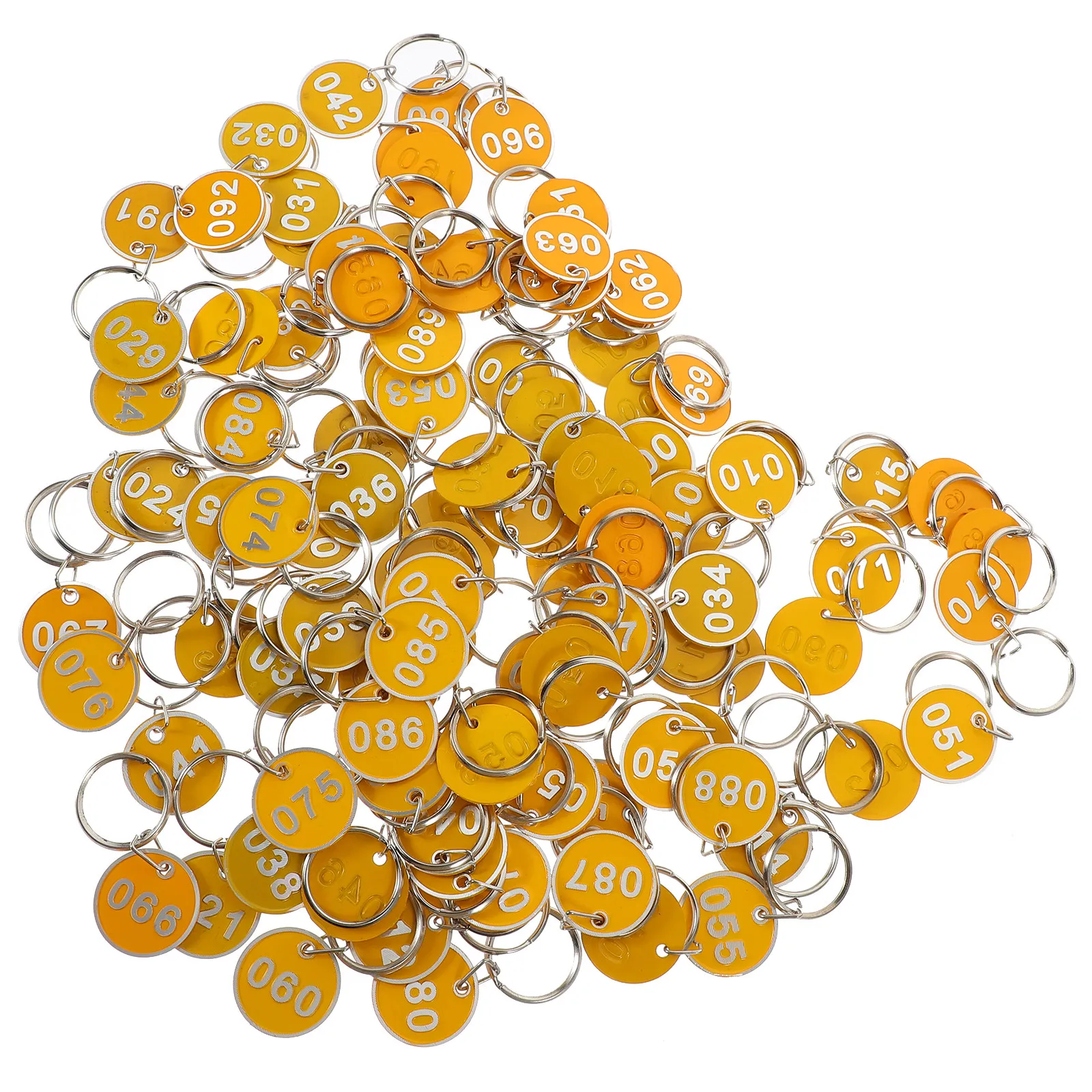 100Pcs Number Tags Keychain Metal Storage Labels for Keys Cards Luggage Suitable Sauna Pool Hotel Key Management