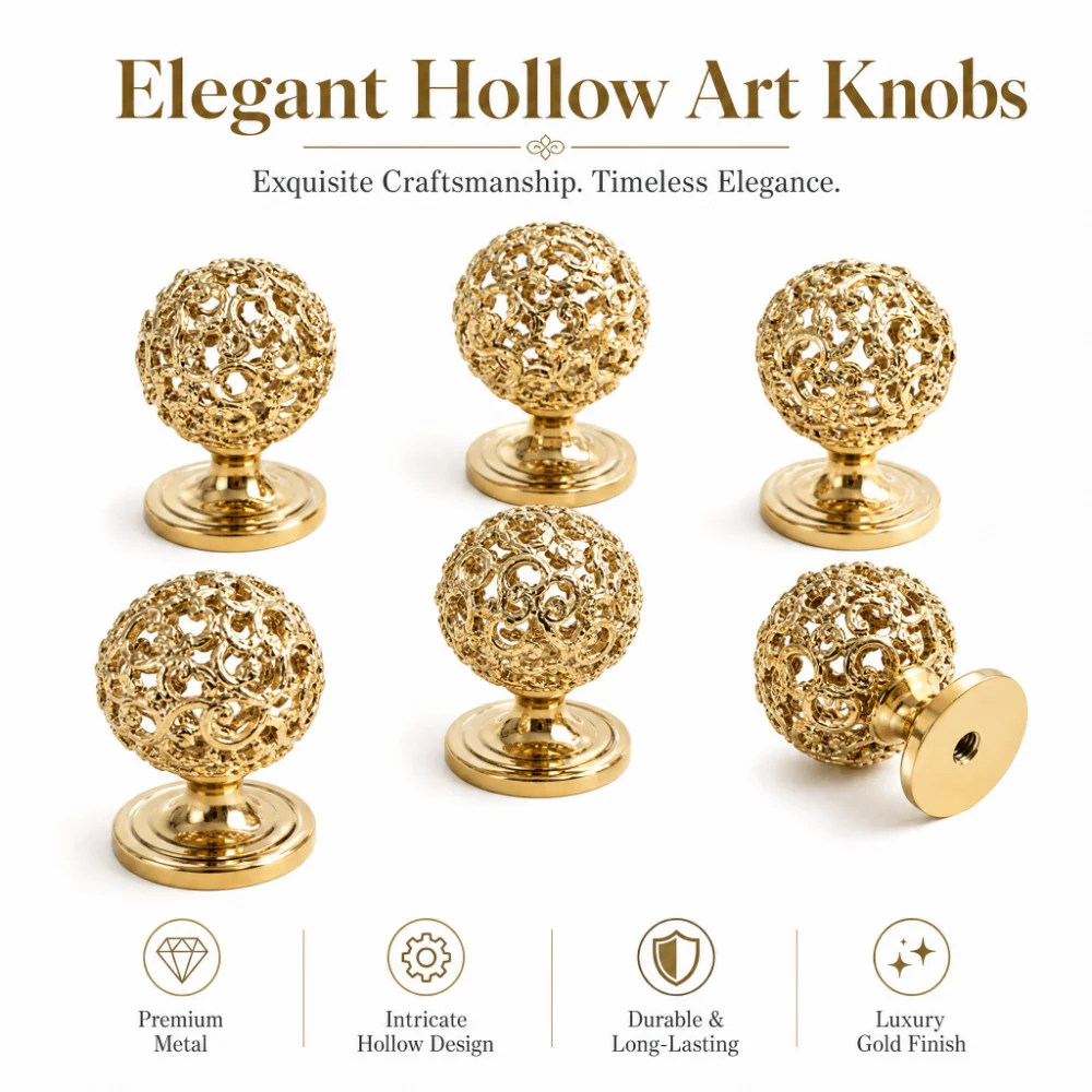 1 Piece of Exquisite Metal Hollow Ball Knob, Polished Zinc Alloy Drawer Handle, Suitable for Dressers, Cabinets, Drawers