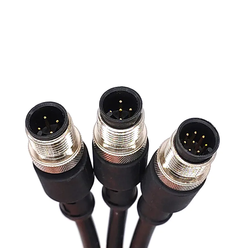 Conector de sensor M12, cable impermeable, macho y hembra, 4, 5, 8 pines + 2m, PVC, moldeado por inyección integrado, conectores M12