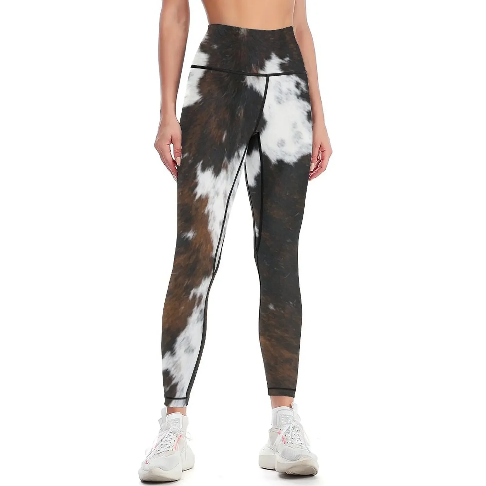 

Brown Cowhide, Cow Skin Print Pattern, Modern Cowhide Faux Leather Leggings Women's sports Women's fitness Womens Leggings