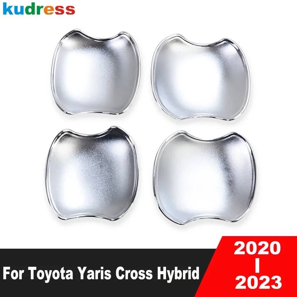 

For Toyota Yaris Cross Hybrid 2020 2021 2022 2023 Chrome Car Side Door Handle Bowl Cup Cover Trim Molding Exterior Accessories