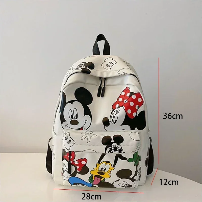 Disney Kawaii Backpack for Women Cute Mickey Mouse PU Leather Sliver Black Luxury Designer School Bag Large Capacity
