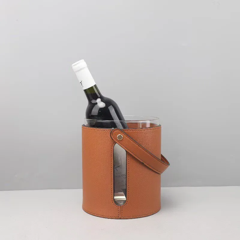 Leather glass decanter red wine ice bucket decor living room dining room bar counter hotel home decor desktop accessories
