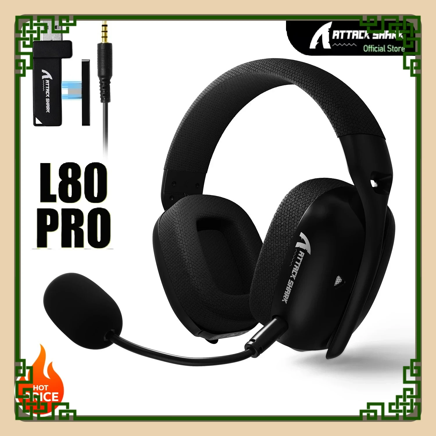 

Attack Shark L80PRO 3-режимная сверхлегкая беспроводная игровая гарнитура Гибкая двойная микрофонная система 2,4 ГГц/BT/3,5 мм Проводной ПК/PS с низкой задержкой