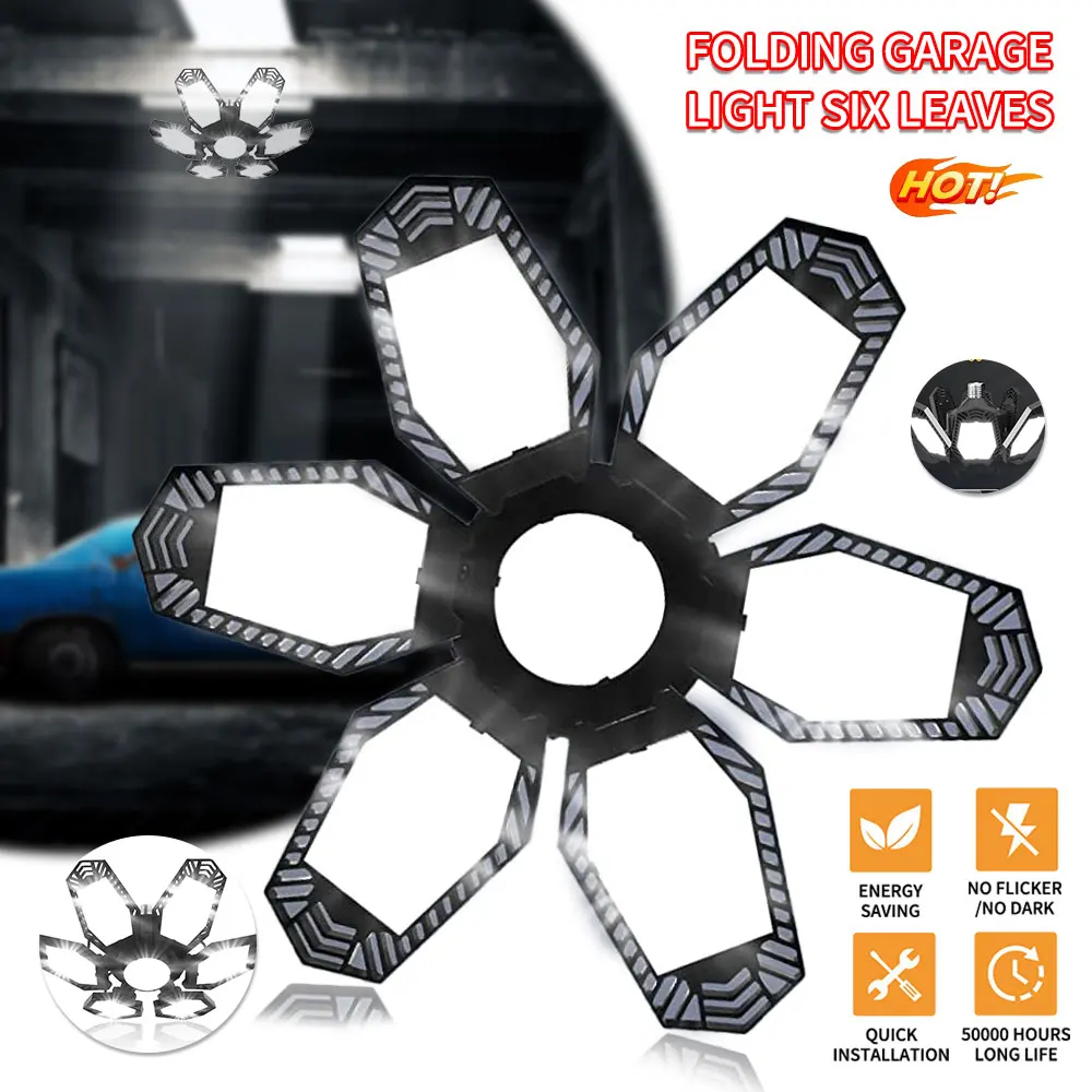 6 لوحات LED أضواء المرآب مع E26/E27 سقف متجر العمل Lamp180W 16000 التجويف AC220V 110V لمبة لورشة العمل الإضاءة الصناعية