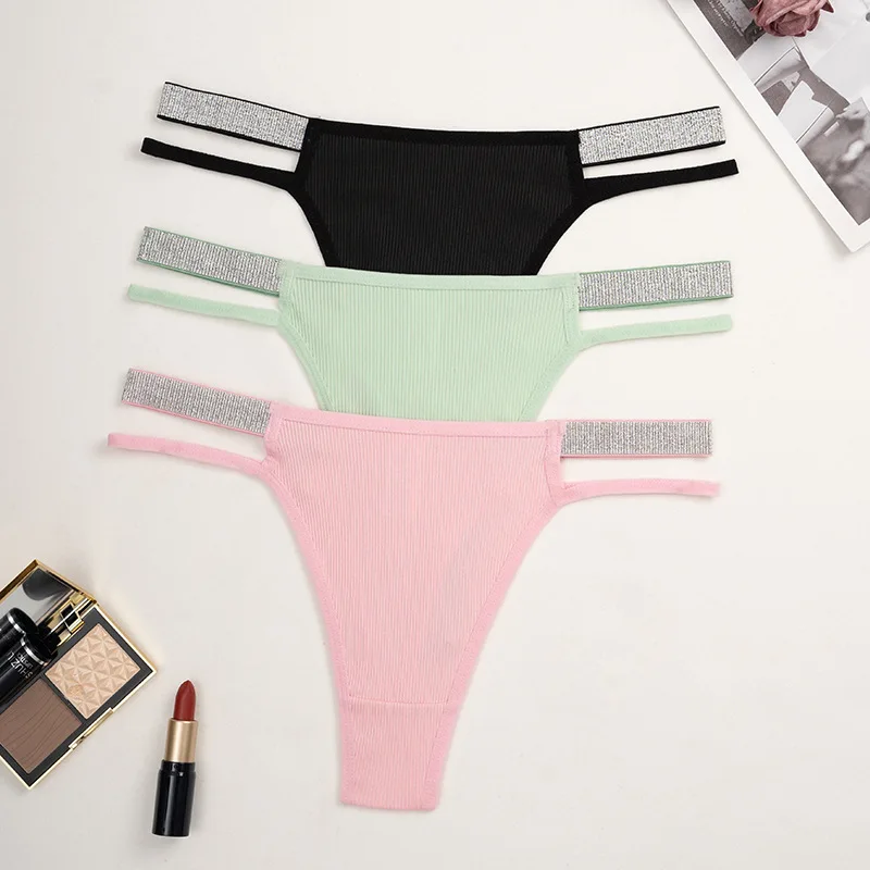 5/10pcs Women's Underwear New Sexy Silver Ribbon Low Waist Threaded Thin Women's Thong