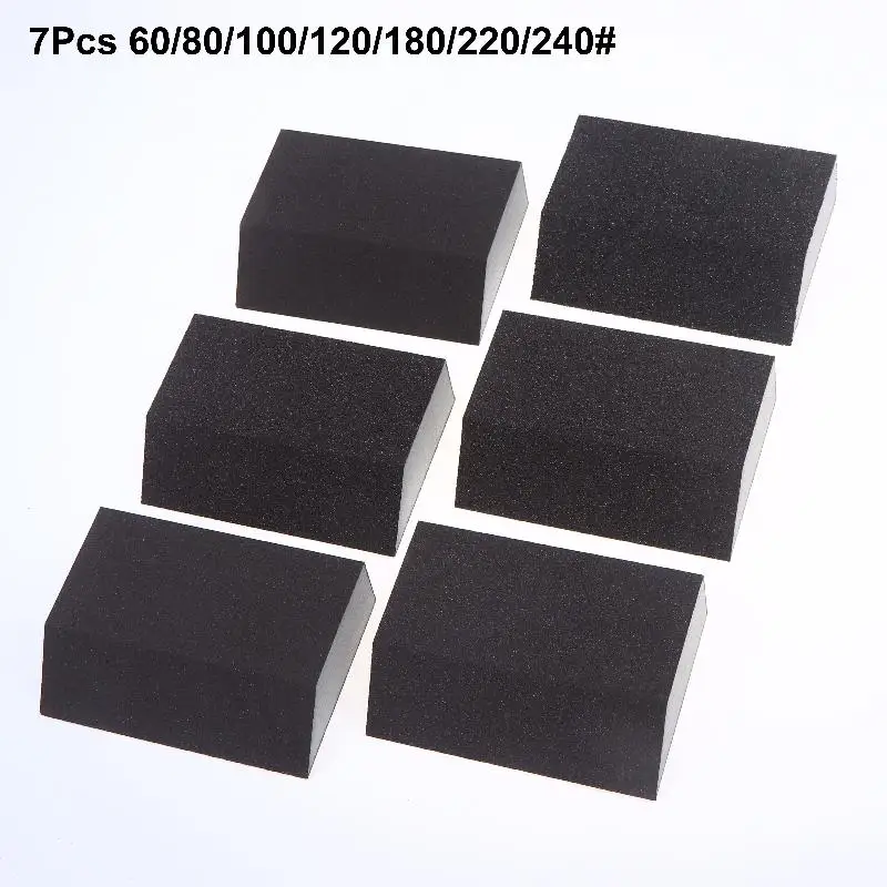 5/7Pcs 60/80/100/120/180/220/240Grit Single Sandpaper Sponge Set Washable Reusable Sanding Block for Wood Metal Polishing