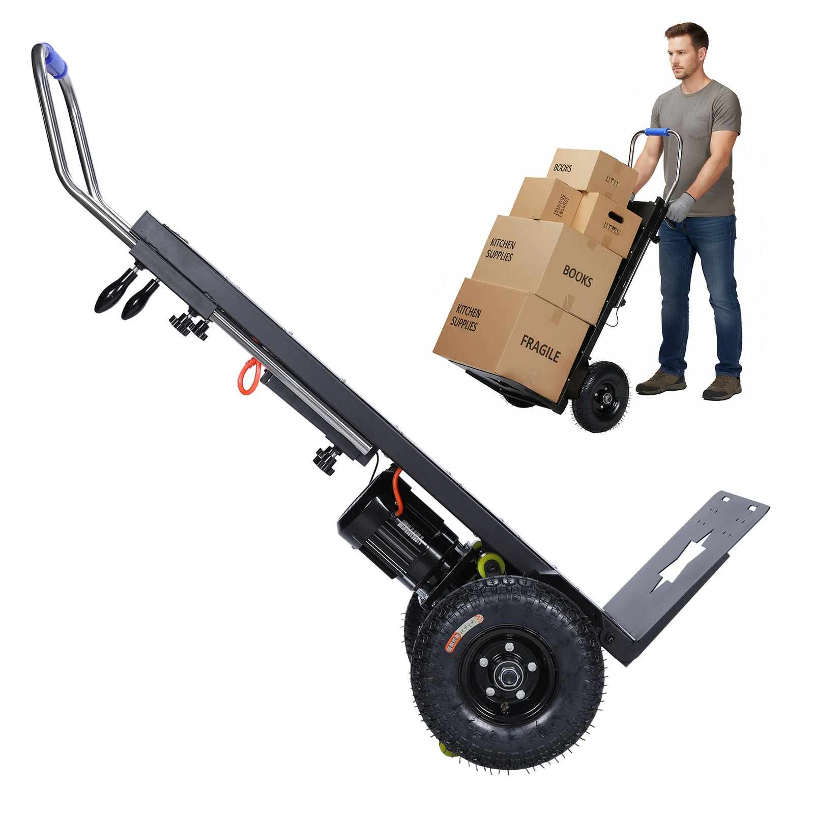 

Heavy Duty Stair Climbing Dolly 1500W Motor 880lbs Load Capacity with Safety Rope for Moving Furniture Fridge Appliance