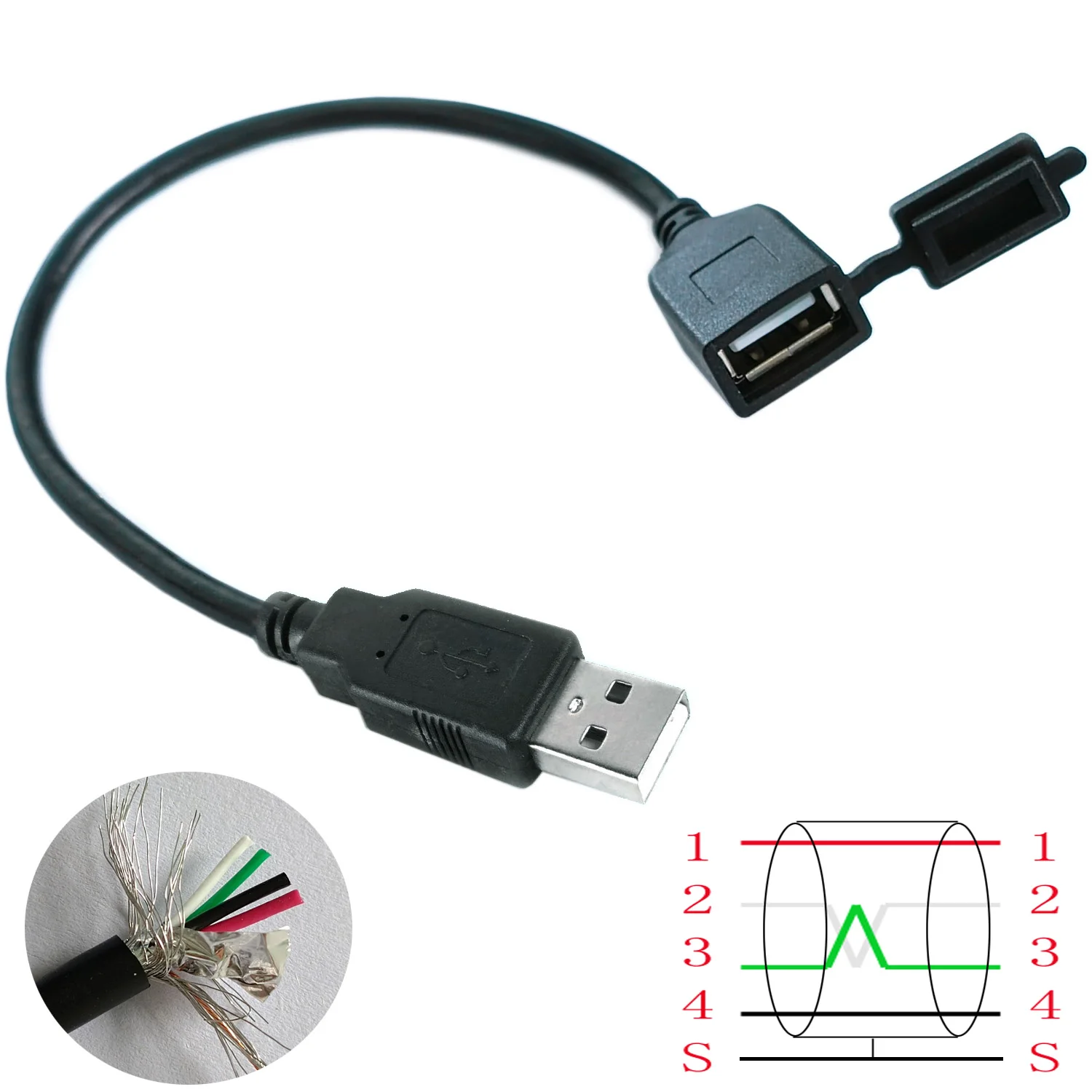 60cm USB AM to AF with Cover USB A Male to Female Extension for Laptop Panel PC ATX SBC POS KIOS POS USB Gender Changer Cabl