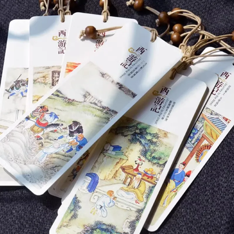 古典的な中国の紙のしおり,西への旅,香港のキャラクター,ブックホルダー,メッセージカード,文房具のギフト,1セットあたり12個