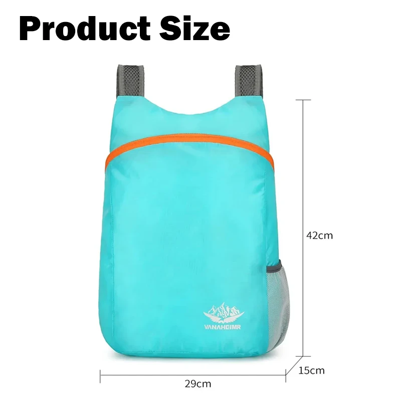 حقيبة ظهر للمشي لمسافات طويلة بسعة كبيرة في الهواء الطلق خفيفة الوزن وقابلة للطي للسفر وحقيبة يومية مقاومة للماء وقابلة للطي للجنسين