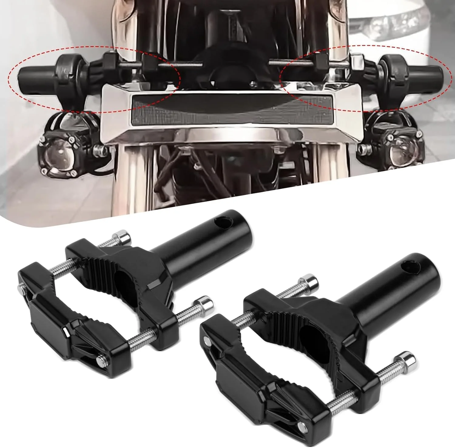 Motorcycle Spotlight Bracket Front Fork Lamp Mount Pole Brackets Headlight Mounting Holder Extension Tube Clamp