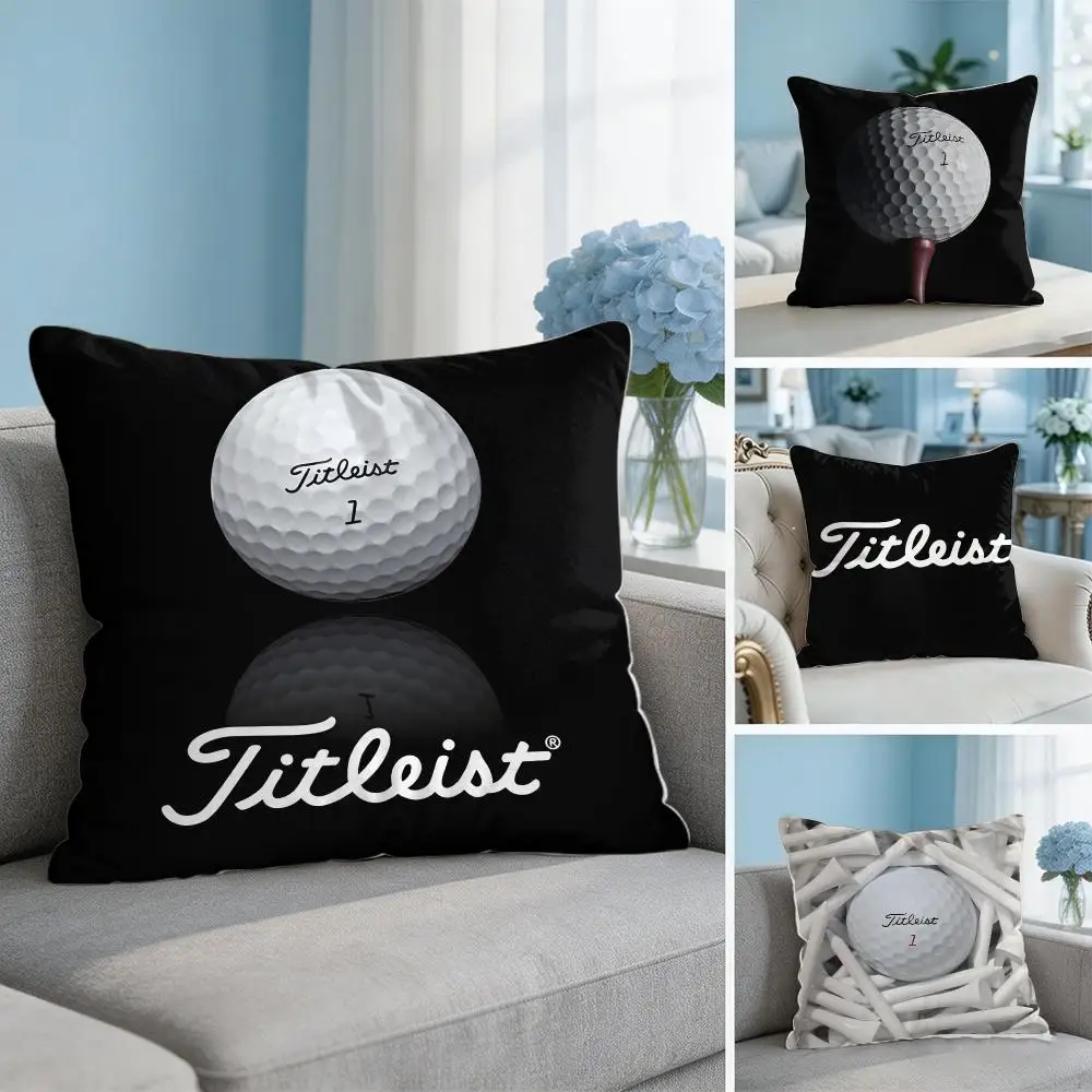 Golf T-Titleists Logo Cushion Cover Soft Short Plush Throw Pillow Cover Hidden Zipper Cutecore Sofa Bedroom Home Decor