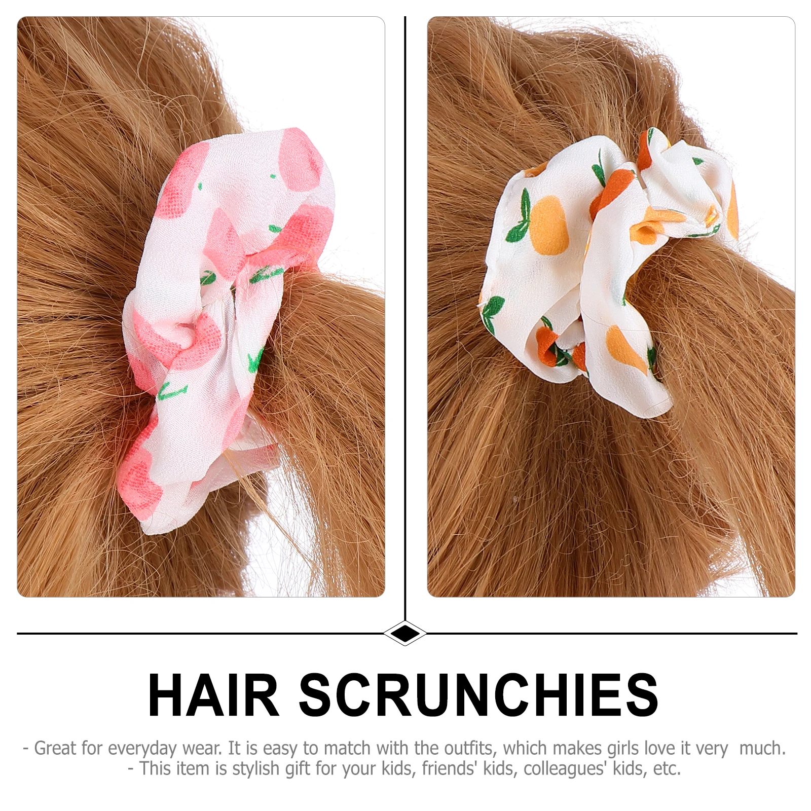 

Fruit Pattern Scrunchies Puff Large Intestine Hair Ties for Girls Women Wedding Party Birthday Daily Wear Ponytail for Kids