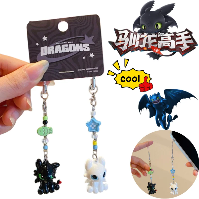 

How to Train Your Dragon Toothless Light Fury Lanyard Creative High-Value Anime Cartoon Chibi Doll Keychain for Men and Women