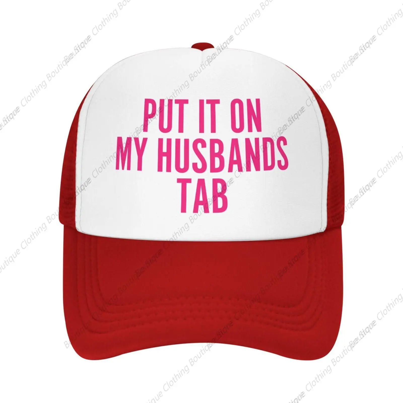 Put It On My Husbands Tab Trucker Hat Pink Father's Day Valentine's Day Mesh Hat Red Men Women Baseball Cap