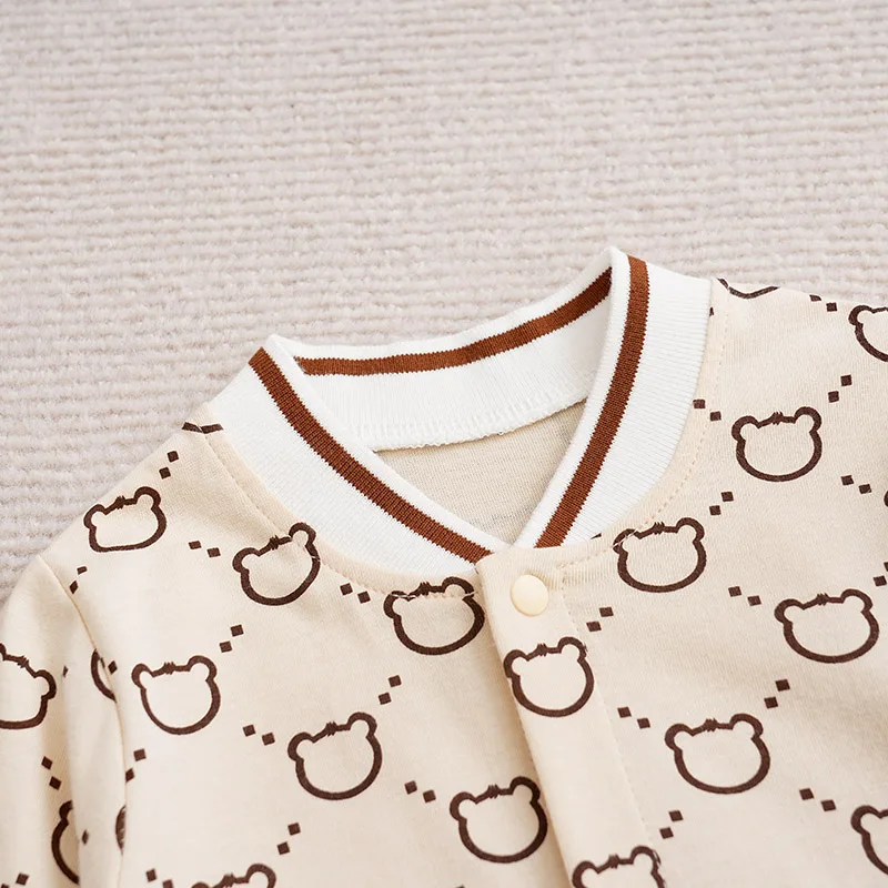 0-18m Newborn Clothing Cute Little Bear Full Print Cotton Comfortable And Soft Spring And Autumn Long Sleeved Baby Jumpsuit