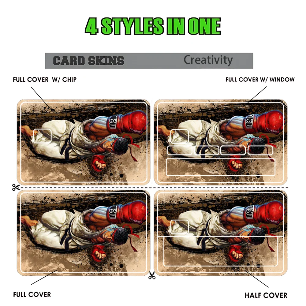 S-Street F-FighterS Stickers Cartoon Decorative Small Waterproof Chip 4PCS Card Sticker New Anti-Scratch