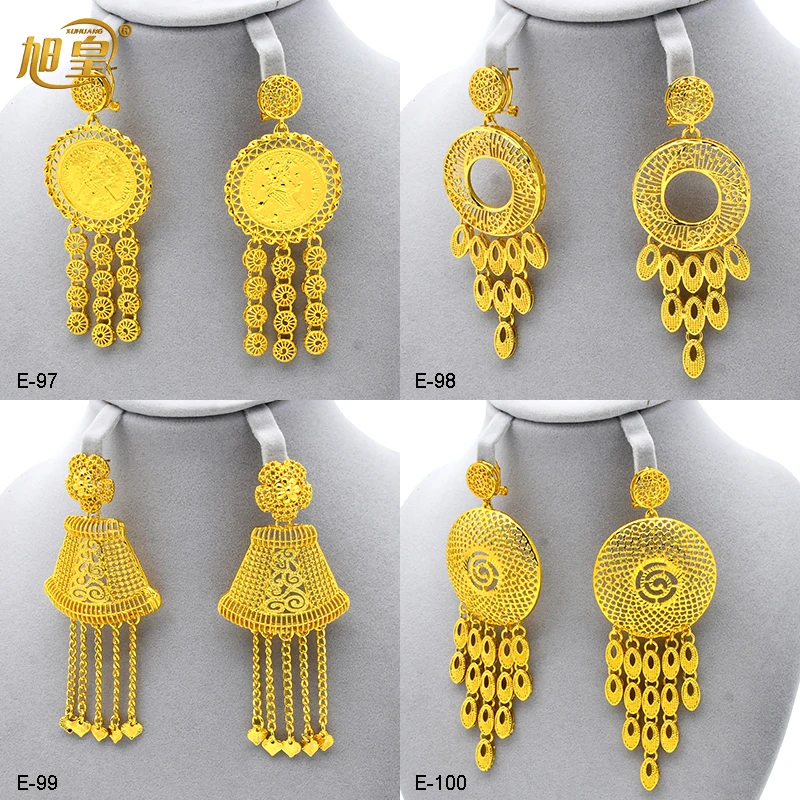 

Dubai African Gold Plated Coin Earrings With Tassel Wedding Jewelry For Women Ethiopian Arabic Bride Party Gifts Accessories 24K