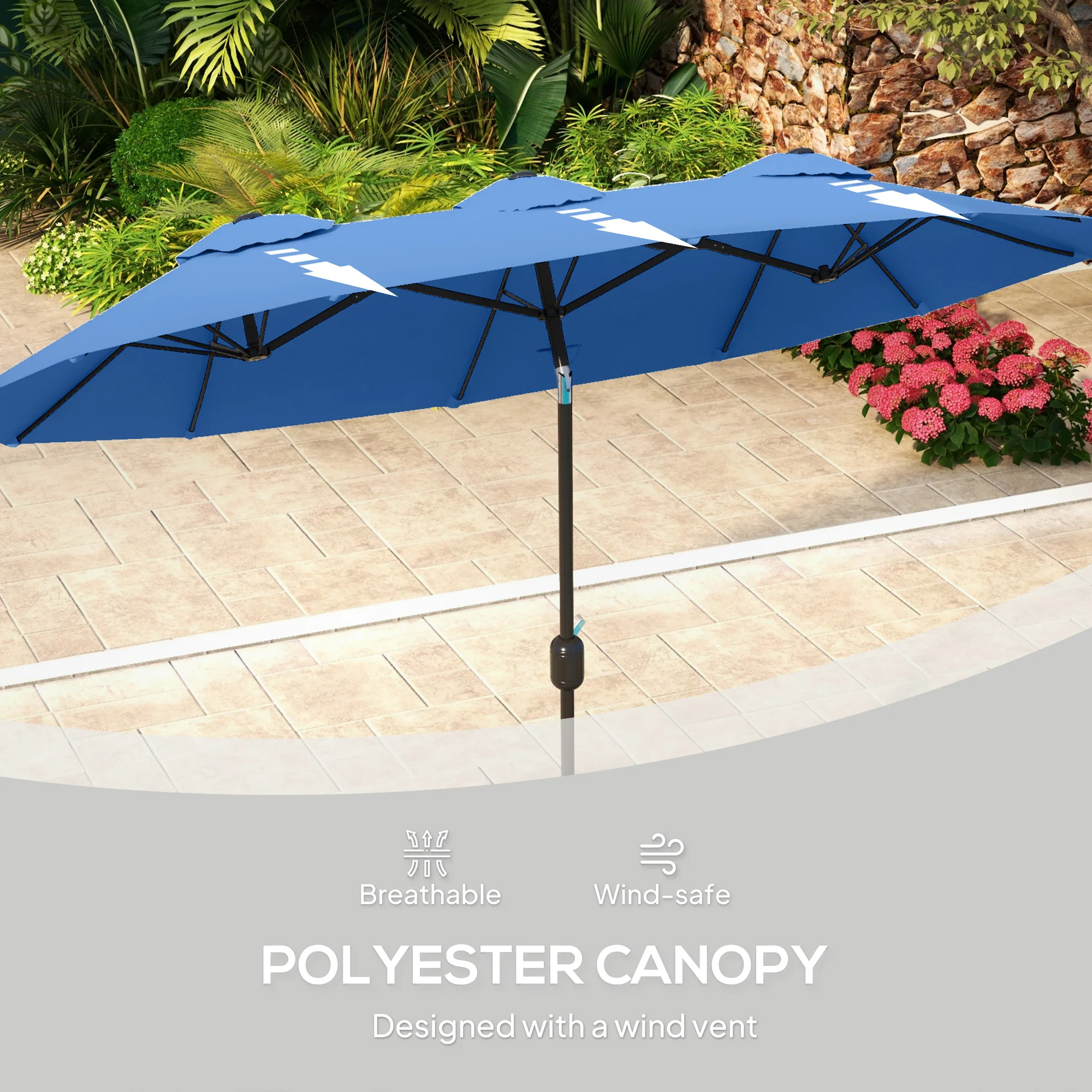 Do You Like to Read in Nature? Do You Enjoy Picnics in the Summer Breeze? Have a Long Dining Table for an Umbrella, but an Umbrella Doesn'T Fit? Say Goodbye to Sunburn This Summer with Outsunny. This Large Outdoor Umbrella Offers You Ample Shade from Uv Rays at a - view 7