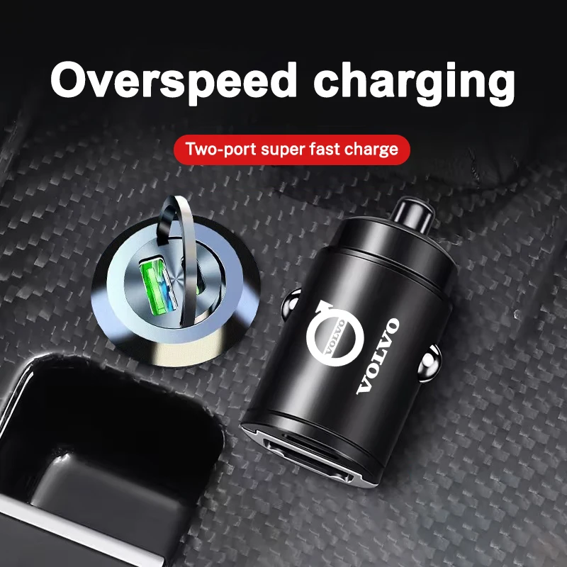 

200W Mini Car Charger Adapter Fast Charging Auto USB Type-C Charger For Volvo V60 XC60 XC90 S60 XC40 V40 S80 T6 V90 EX90 S90 V70
