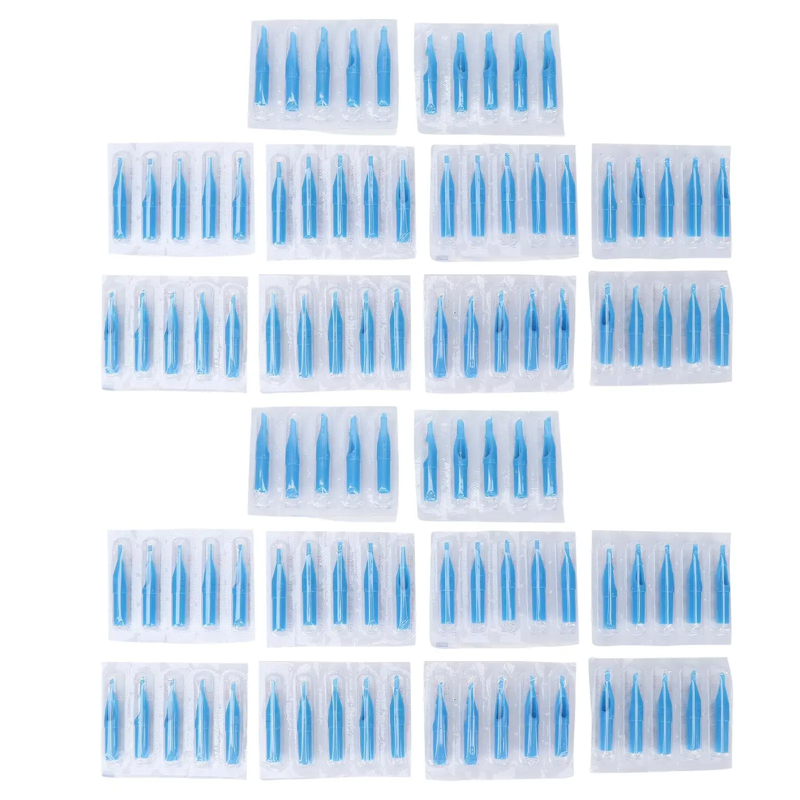 100Pcs Disposable Tattoo Needle Tips - Portable Blue Plastic Nozzles for 3/5/7/9 DT FT RT - Mixed Sizes