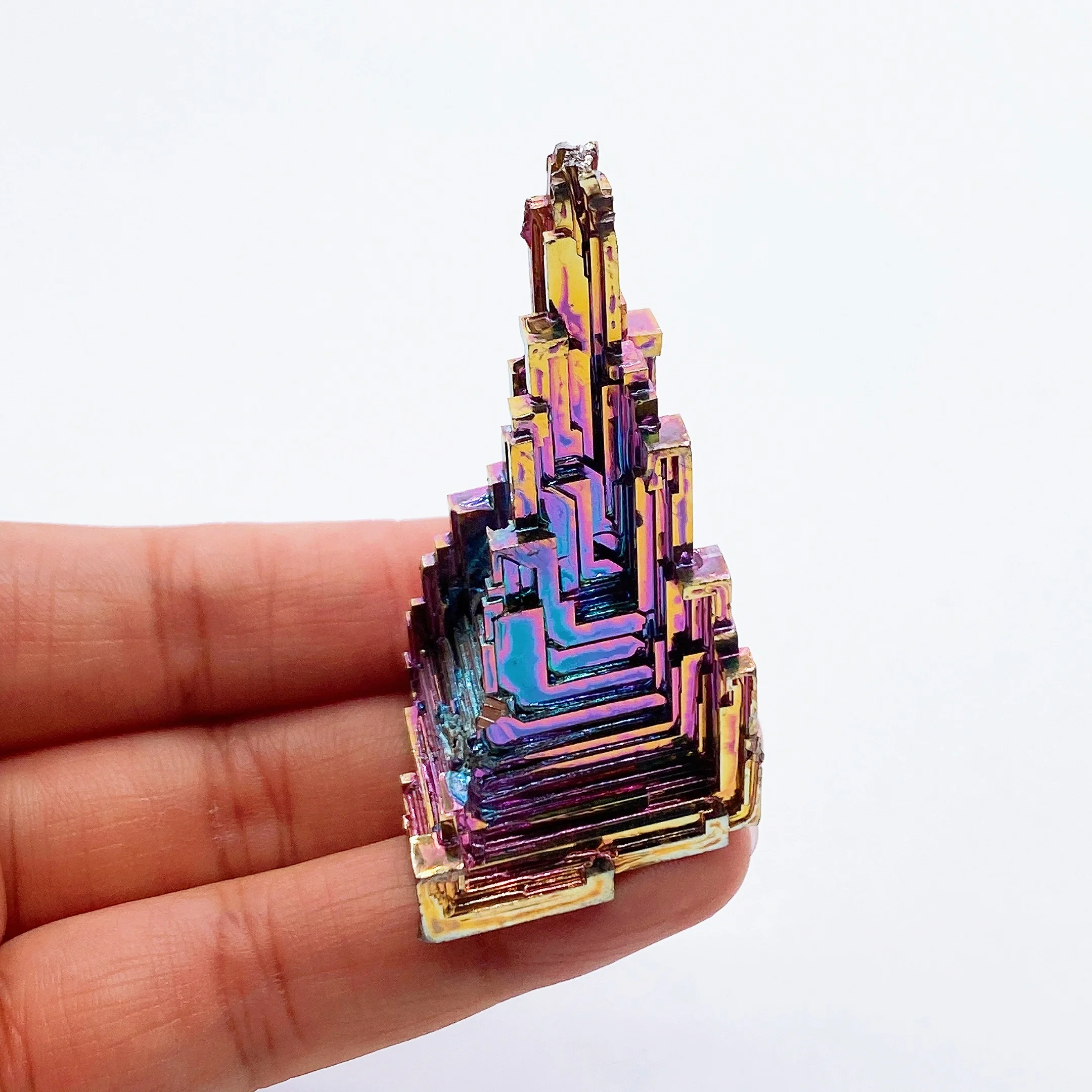 Natural Bismuth Metal Quartz Pyramid Ore Gemstone Reiki Healing Home Decor Raw Crystal Tower  Point Witchcraft Meditation