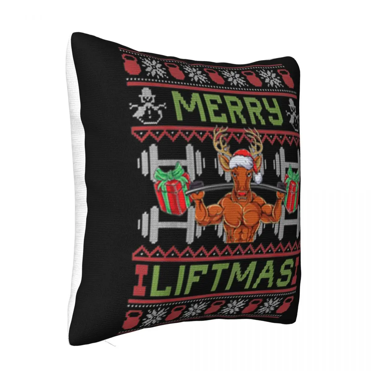 Premium Merry Liftmas 8211 Fitness Reindeer Santa Christmas Bodybuilder Pillow Case