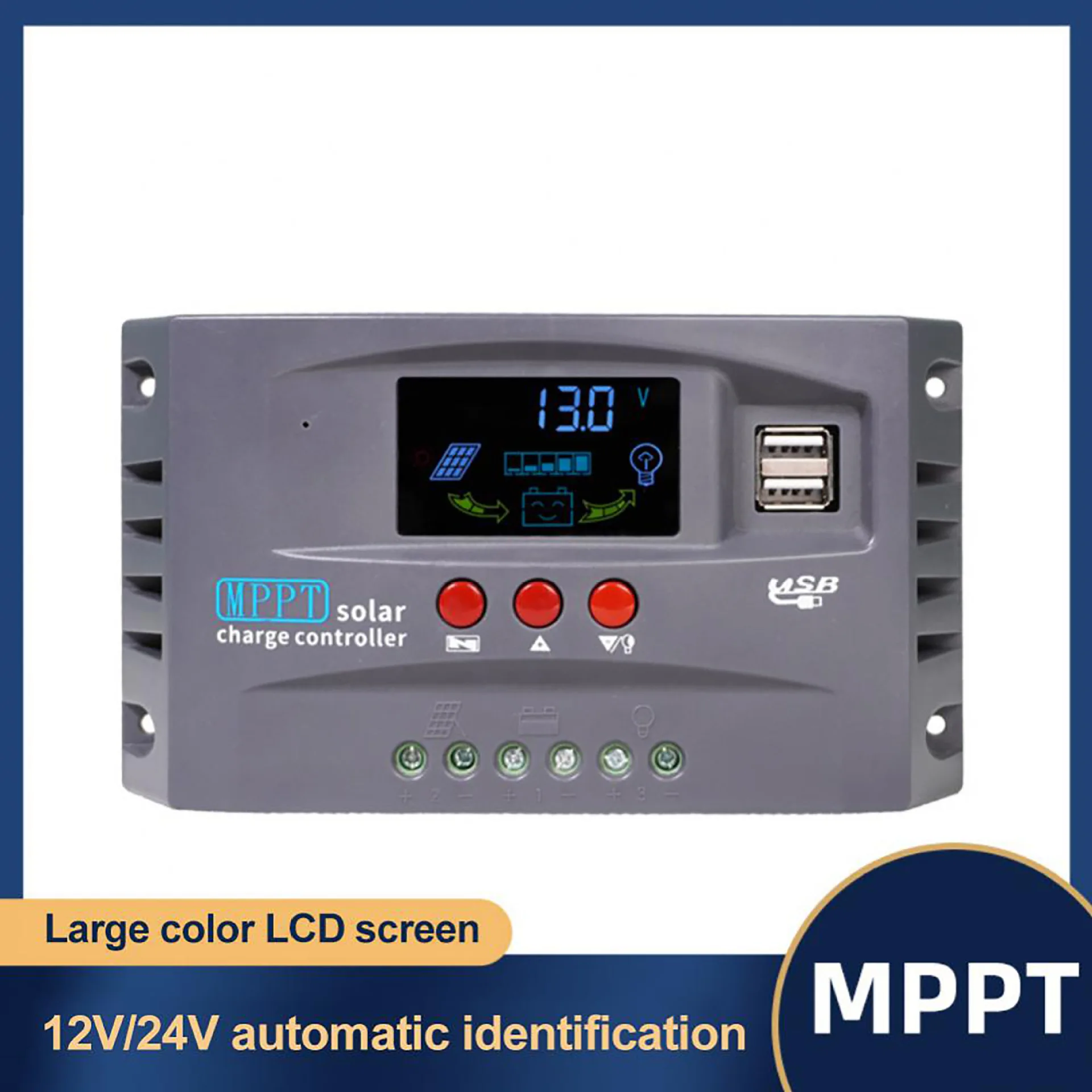 30A-100AMPPT Solar Controller 12V24V Automatic Universal Photovoltaic Panel Charging Control Regulator