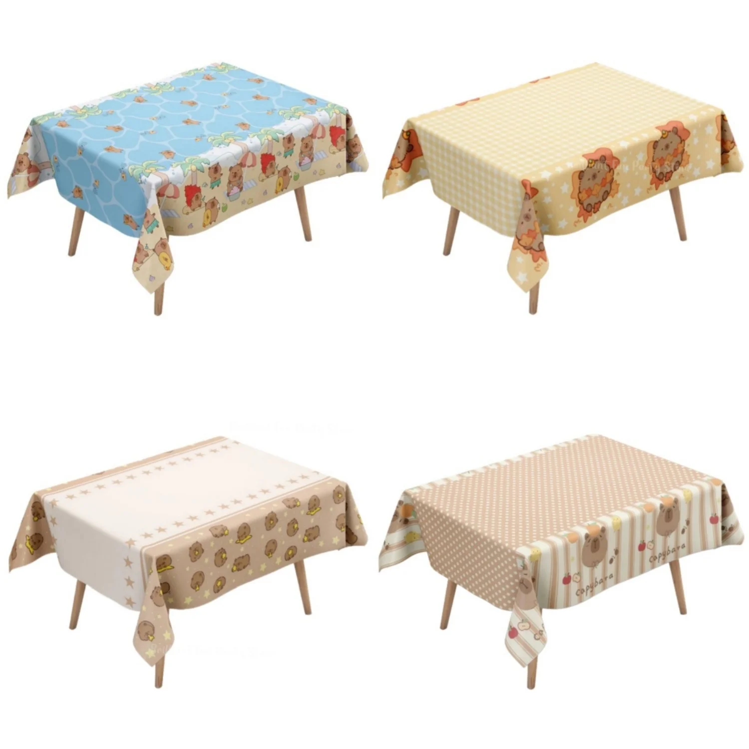 Cute Capybara Tablecloth for Kids Birthday Animal Theme Disposable Plastic Table Cover 1/2/3Pcs Set Party Decorations Supplies view 2
