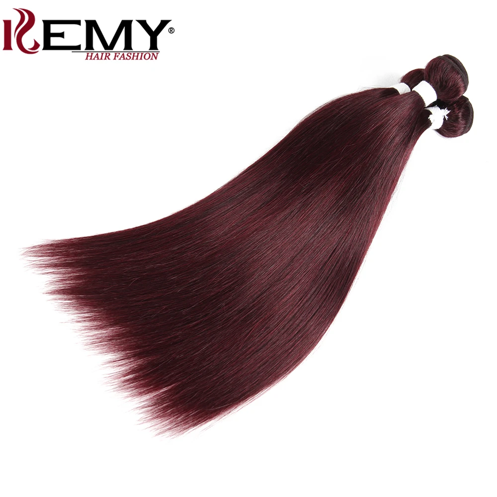 Brazilian Human Hair Weave Bundles 99J/Burgundy Pre-Colored Straight Human Hair Bundles Remy Hair Bundle Deals 1 PC KEMYHAIR