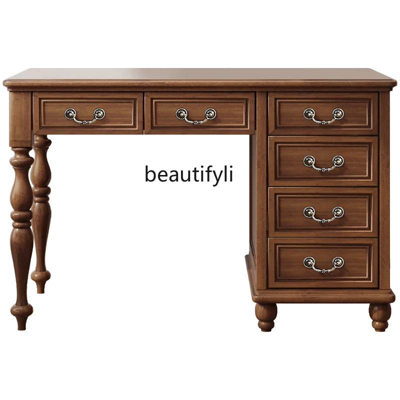 American Desk Student Household Pure Solid Wood Study Table Bedroom Study Office Writing Desk Desk Desktop Computer Desk