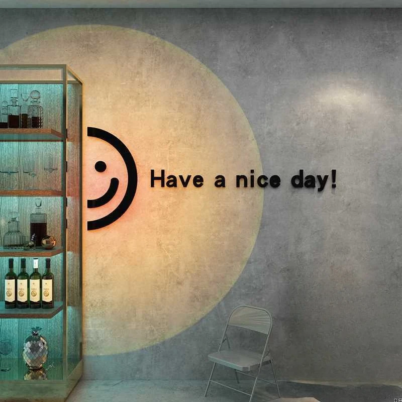 

Korean Style Acrylic Wall Stickers Decorations 3D Wall Stickers Industrial Style Photo Background Decor Nice Day English Posters