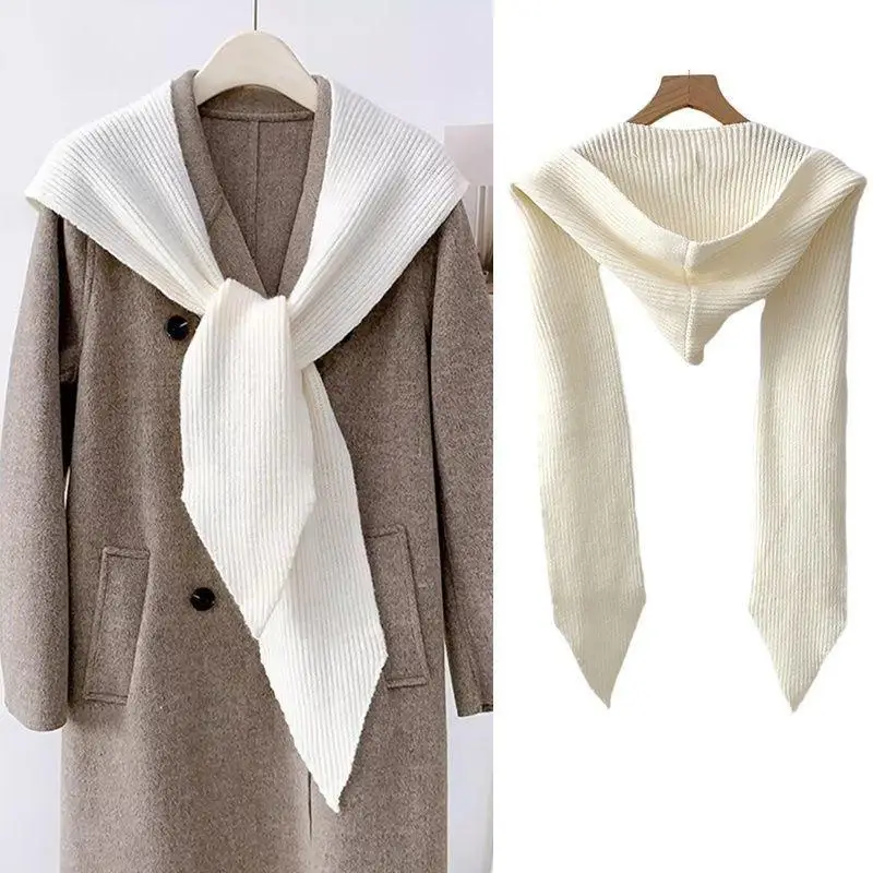 

6color Women's Knitted Hat Scarf Shawl, Multi-functional Hooded Collar for Winter, Warm Fleece Lined Cape Poncho