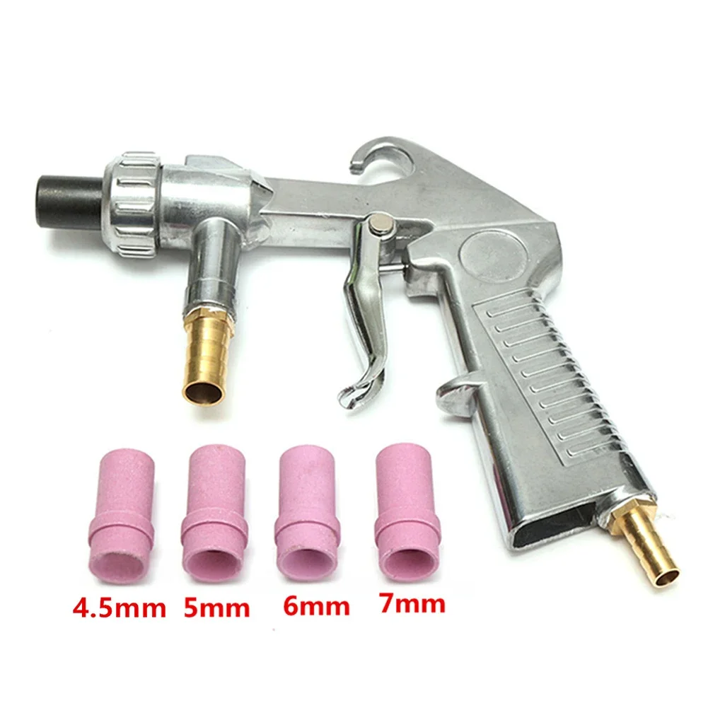 Sandblaster Feed Blast Spray Gun Pneumatic Sandblasting Glass Rust Removal  Abrasive Tools With 4 Ceramic Nozzle Tip Kit