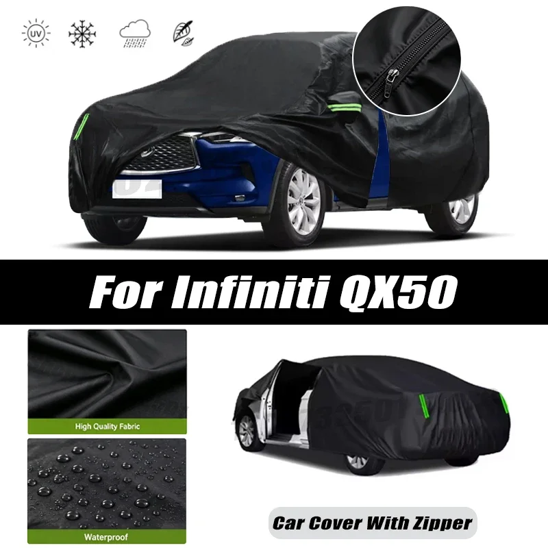 For Infiniti QX50 Car Covers Outdoor Waterproof Sun Rain Snow Protection UV Car Zipper Design Car Cover Accessories