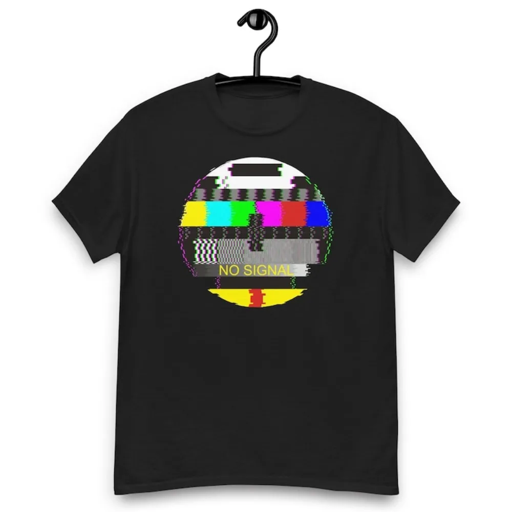 Retro TV Test Card Glitched No Signal T-shirt Creativity Style Harajuku Aesthetic Clothes Casual Simple Streetwear Round Neck