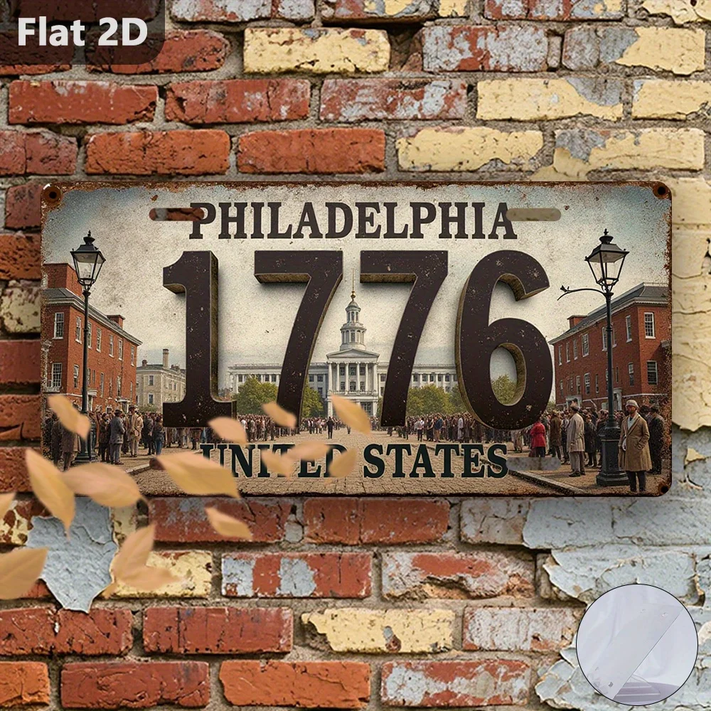 2D Philadelphia 1776 Vintage Retro Metal License Plate Decorative Metal Wall Plaque Sign
