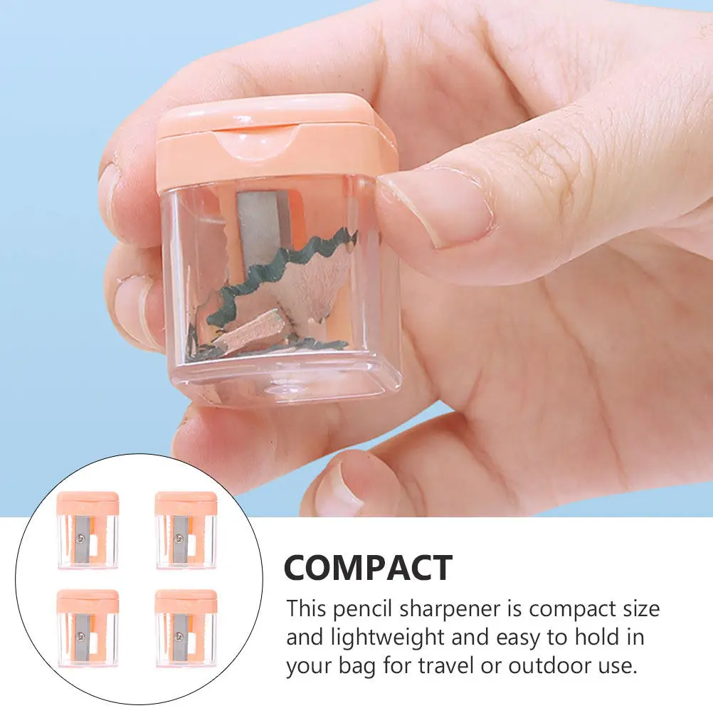 4 قطع مبراة مكياج مدمجة للسفر، مزدوجة الفتحات، متوافقة مع أقلام الحواجب وقلم تحديد الشفاه وأقلام تحديد العيون