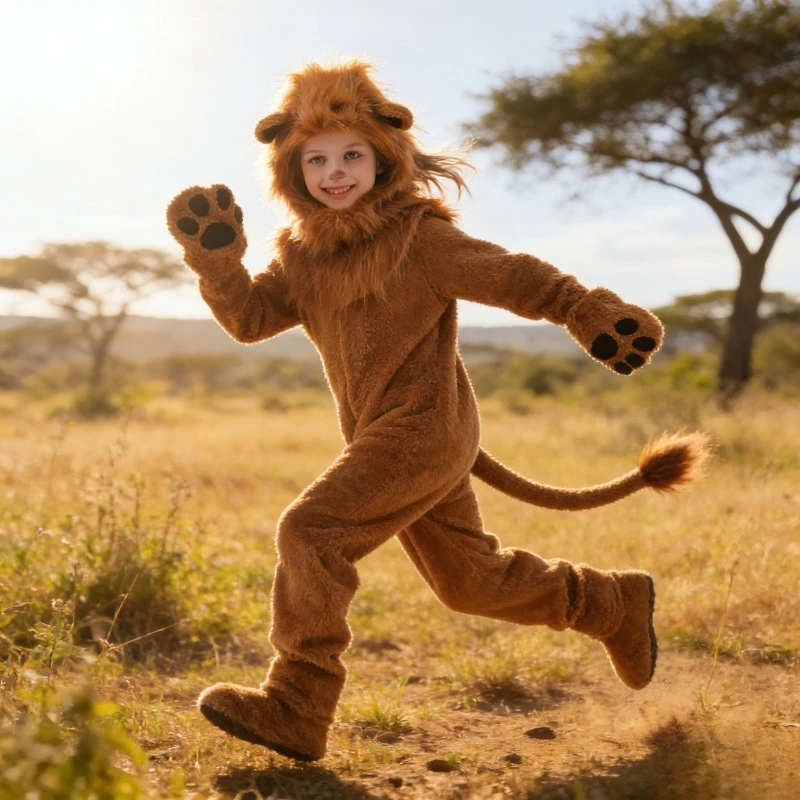 

Костюм Льва для детей, сценический костюм, костюм для косплея, для тематических вечеринок, для выступлений, для кроссдрессинга