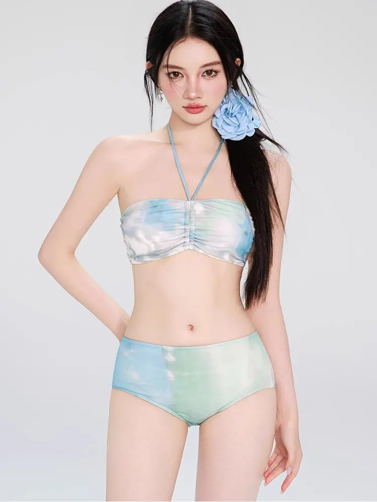 Costume da bagno bikini Spor per ragazze 2025 New Sle Cover-Up Costumi da bagno separati Set sexy in quattro pezzi V-Ne Materiale in poliestere