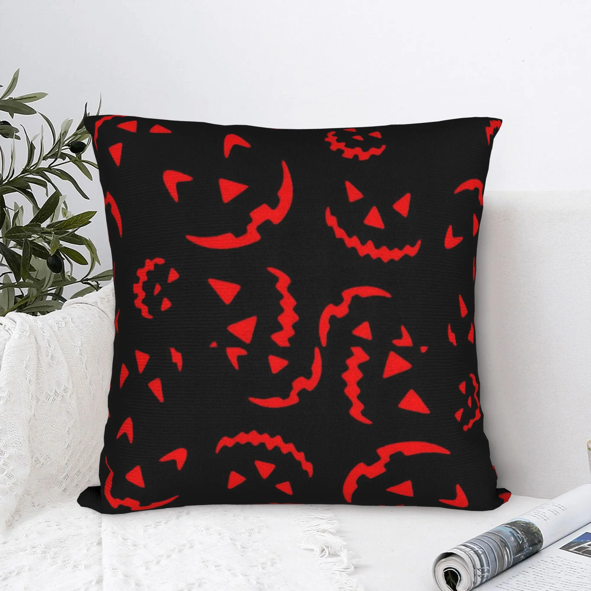 Horror Pumpkin Bat Halloween Square Pillow Cases  Cushion Cover Fashion Polyester Decorative Pillowcase for Living Room 18